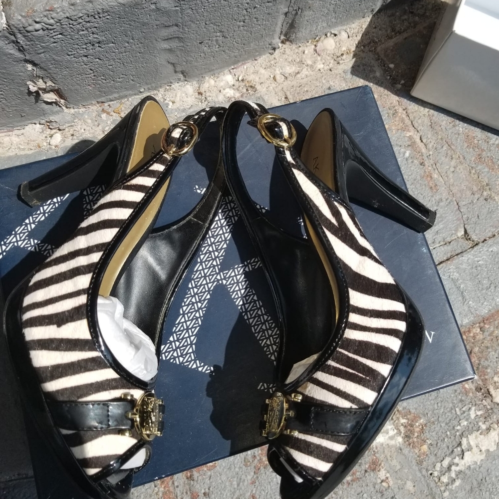 Sling back sandals black/white 2.5 heels